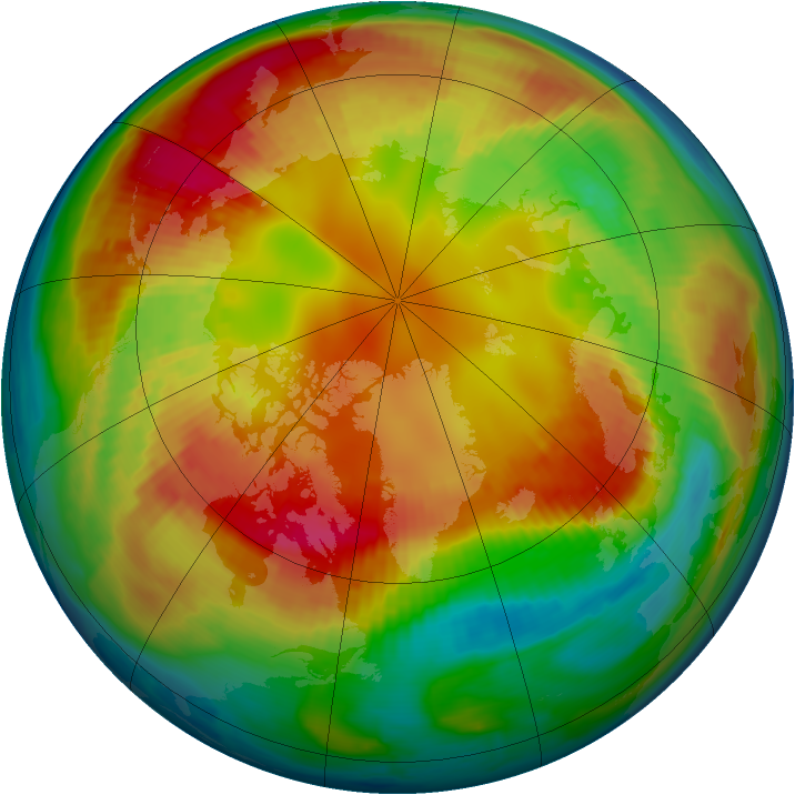 Arctic ozone map for 16 February 1999